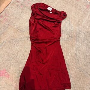 Elegant One Shoulder Red Dress